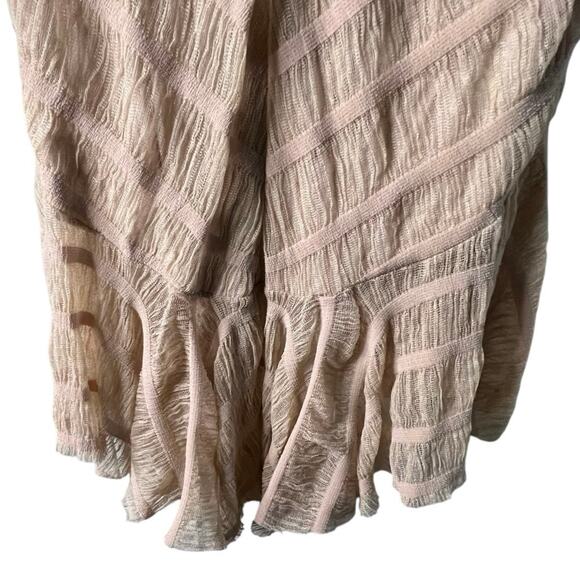 Free People | Chevron Knit Mesh Trumpette Gauzy Maxi Skirt | Blush | Size Large - Picture 7 of 10